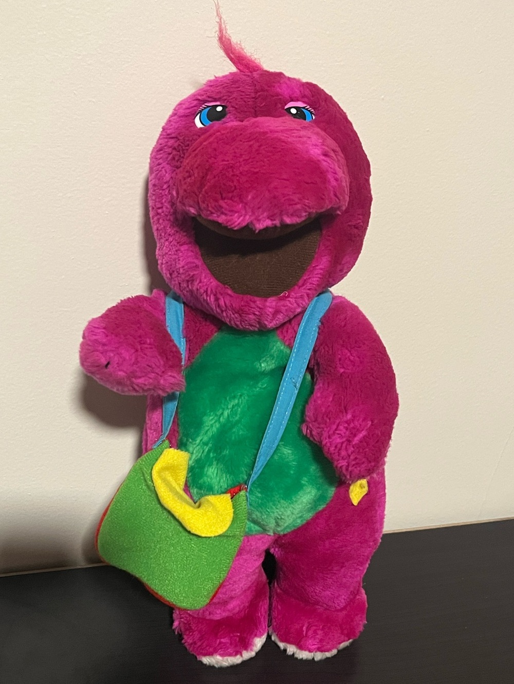 Vintage Barney Plush with Velcro Bag